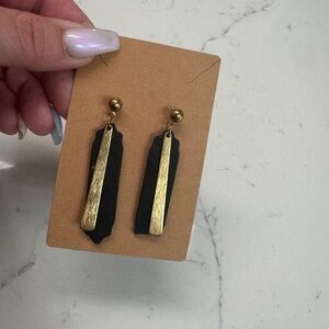 Gold & Black Drop Statement Earrings - Women Jewelry